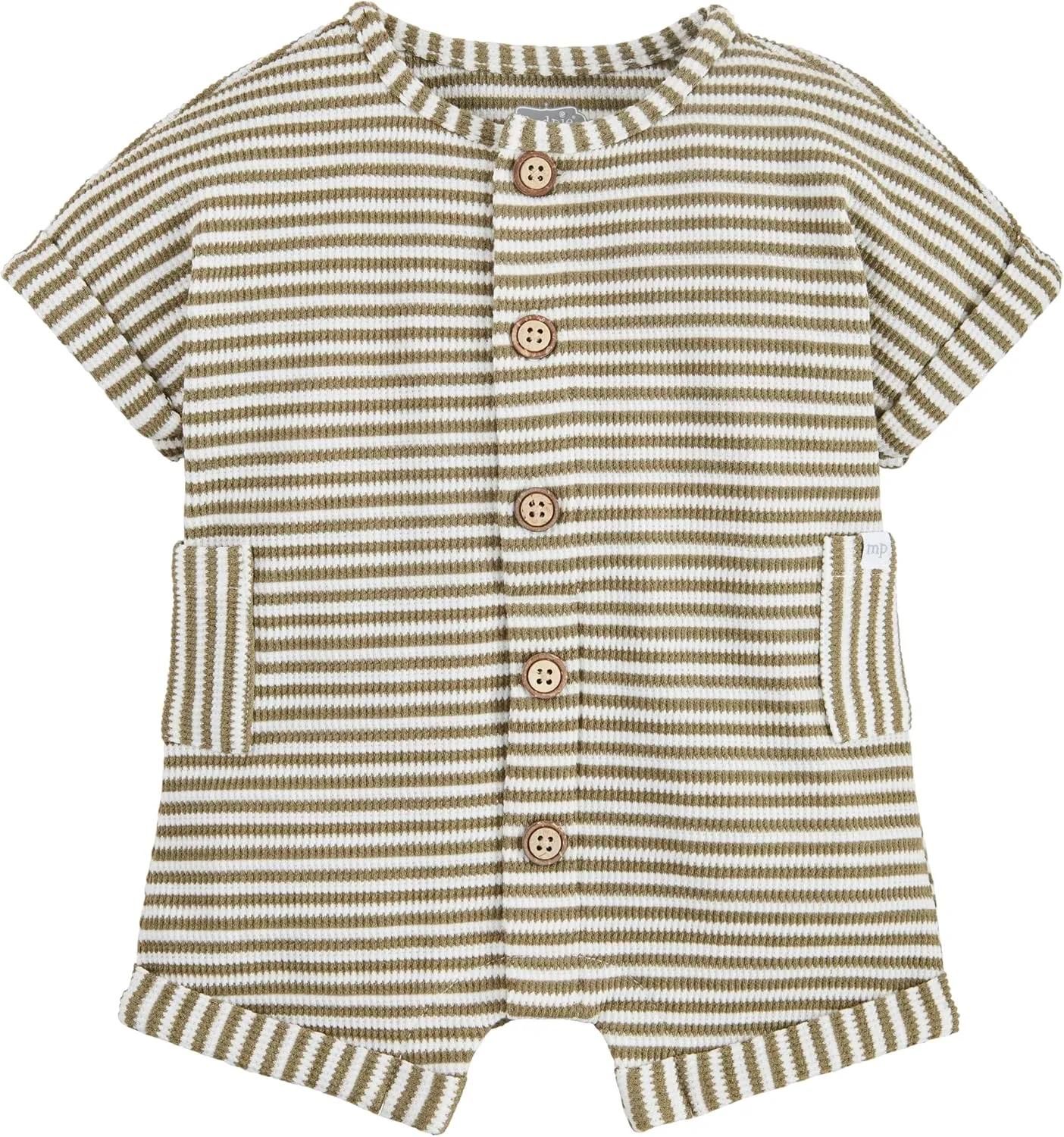 Mud Pie baby-boys Children's Green Stripe Waffle Romper