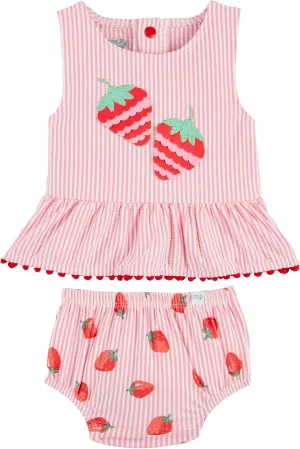 Mud Pie baby-girls Children's Strawberry Baby 2pc