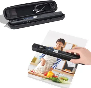 MUNBYN Portable Scanner, Photo Scanner for A4 Documents Pictures Pages Texts in 900 Dpi and 10.5“ x 1.6” x 1.2“ Hard Travel Case for Iscan