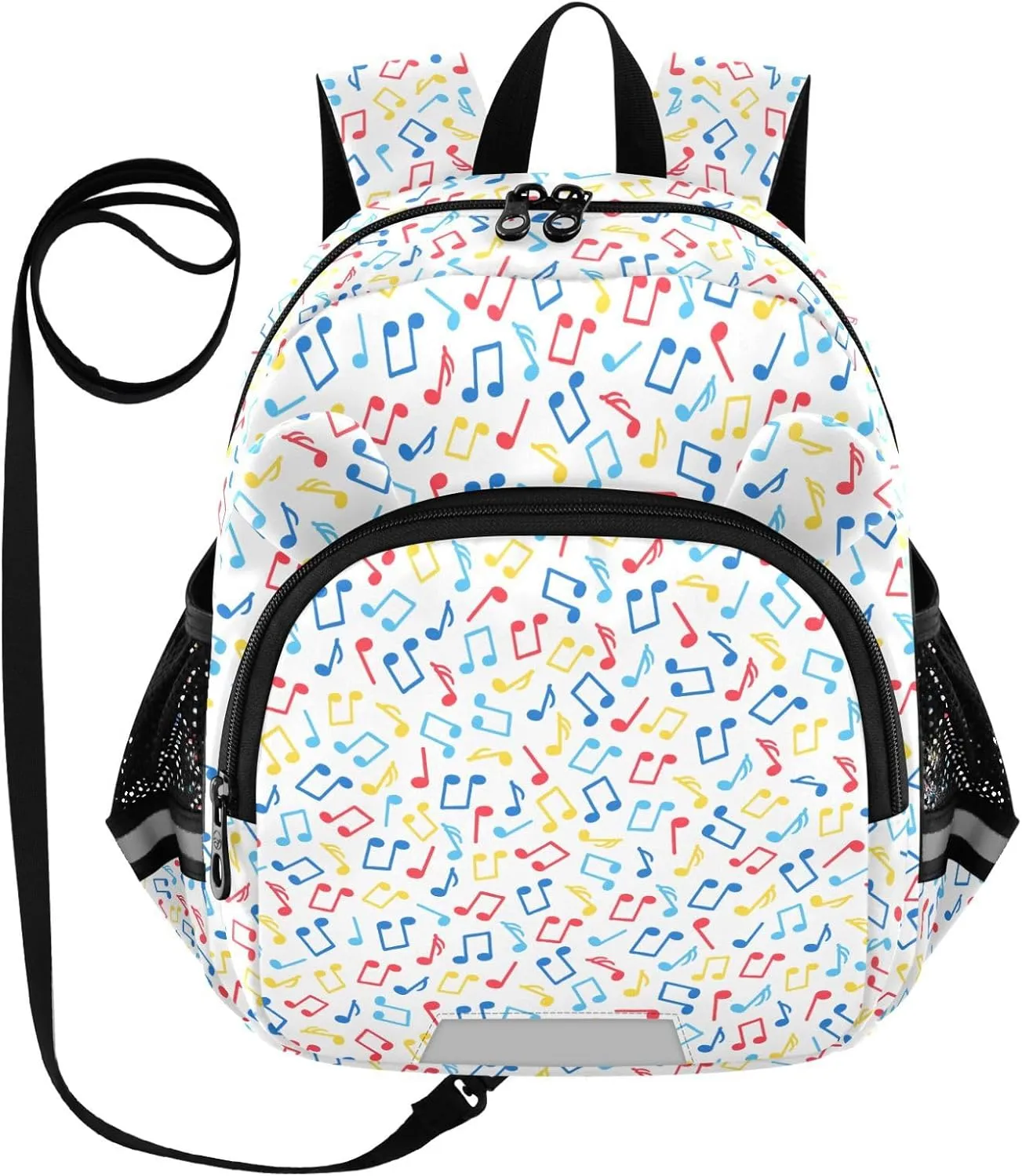 Music Colorful Preschool Backpack Notes Blue Daycare Bookbag School Backpack with Traction Rope for Kids 3-6