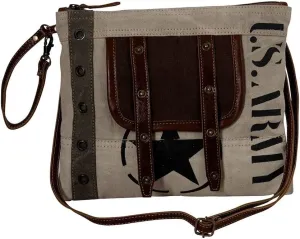 Myra Bag Crossbody Bag for Women - Western Upcycled Canvas & Leather Shoulder Handbag Brown