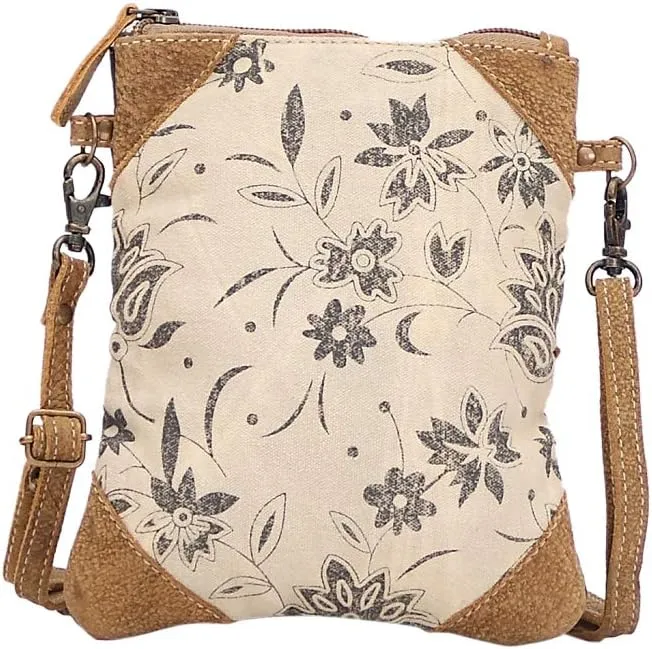 Myra Bag Flare Upcycled Canvas & Leather womens Crossbody Bag S-1511