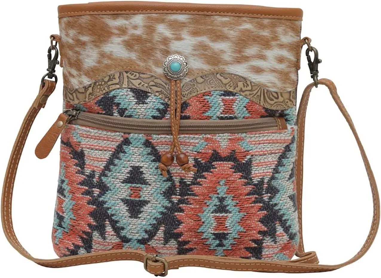 Myra Bag Western Canvas Crossbody Bag for Women - Cotton and Upcycled Leather Shoulder Bag Reboot