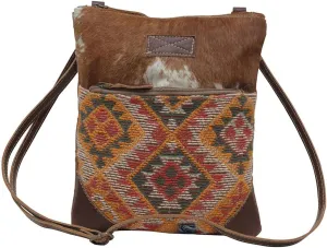 Myra Bag Western Canvas Crossbody Bag for Women - Cotton and Upcycled Leather Shoulder Bag Soft Brown