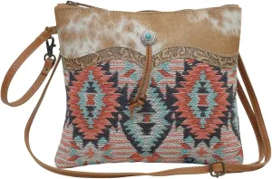 Myra Bag Western Leather Crossbody Bag for Women - Upcycled Canvas Shoulder Bag Rose Dash