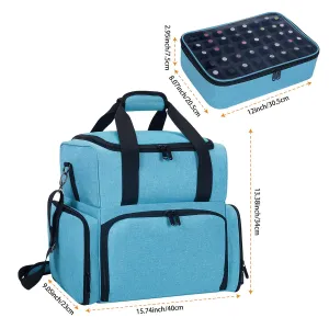 Nail Polish Organizer 80 Bottles & Nail Lamp Large Capacity Storage with 2 Removable Pouches Store Women's Nail Art Tools Suit for Manicurists and Beauty Portable Travel Bag(Lake Green)