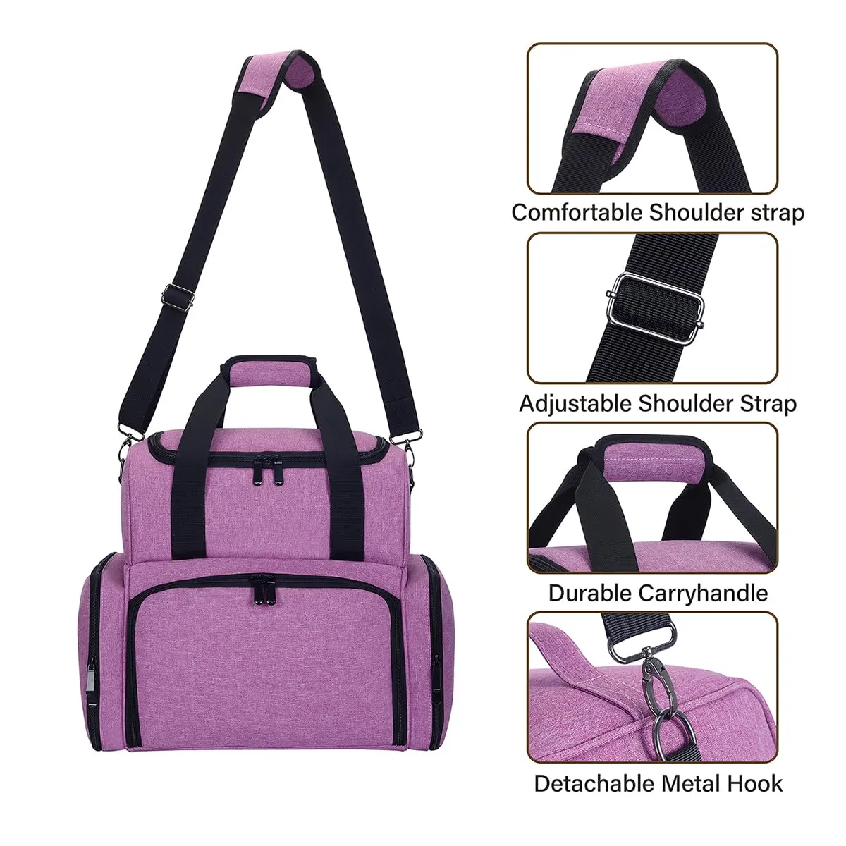 Nail Polish Organizer 80 Bottles & Nail Lamp Large Capacity Storage with 2 Removable Pouches Store Women's Nail Art Tools Suit for Manicurists and Beauty Portable Travel Bag(Purple)