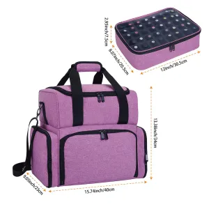 Nail Polish Organizer 80 Bottles & Nail Lamp Large Capacity Storage with 2 Removable Pouches Store Women's Nail Art Tools Suit for Manicurists and Beauty Portable Travel Bag(Purple)