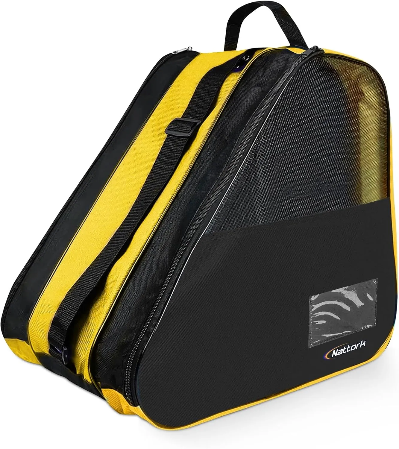 Nattork Roller Skate Bag - Oxford Cloth Ice Skate Bag with Large Capacity, Breathable Mesh, Side Pockets & Name Card Holder for Adults & Kids