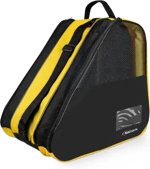 Nattork Roller Skate Bag - Oxford Cloth Ice Skate Bag with Large Capacity, Breathable Mesh, Side Pockets & Name Card Holder for Adults & Kids