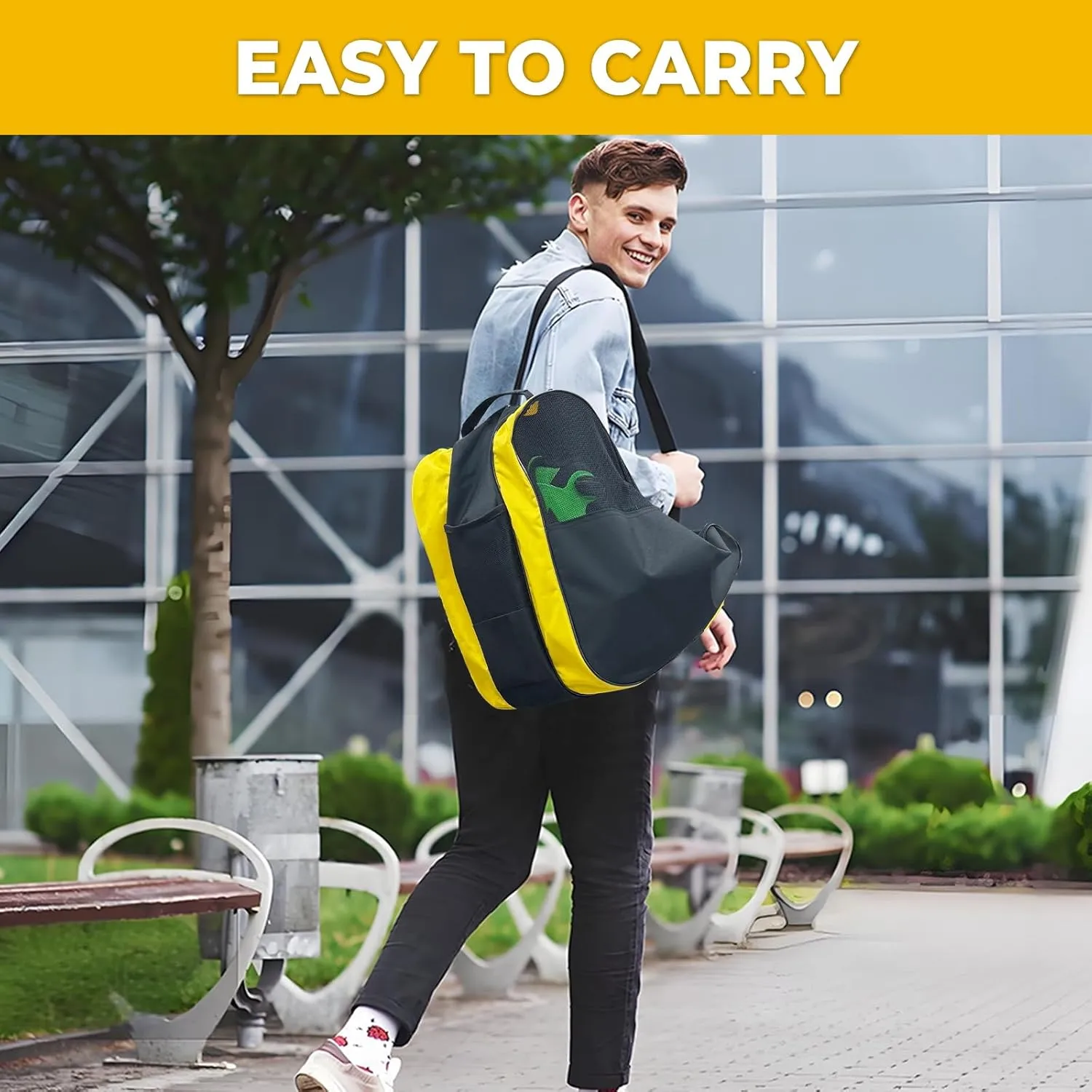 Nattork Roller Skate Bag - Oxford Cloth Ice Skate Bag with Large Capacity, Breathable Mesh, Side Pockets & Name Card Holder for Adults & Kids