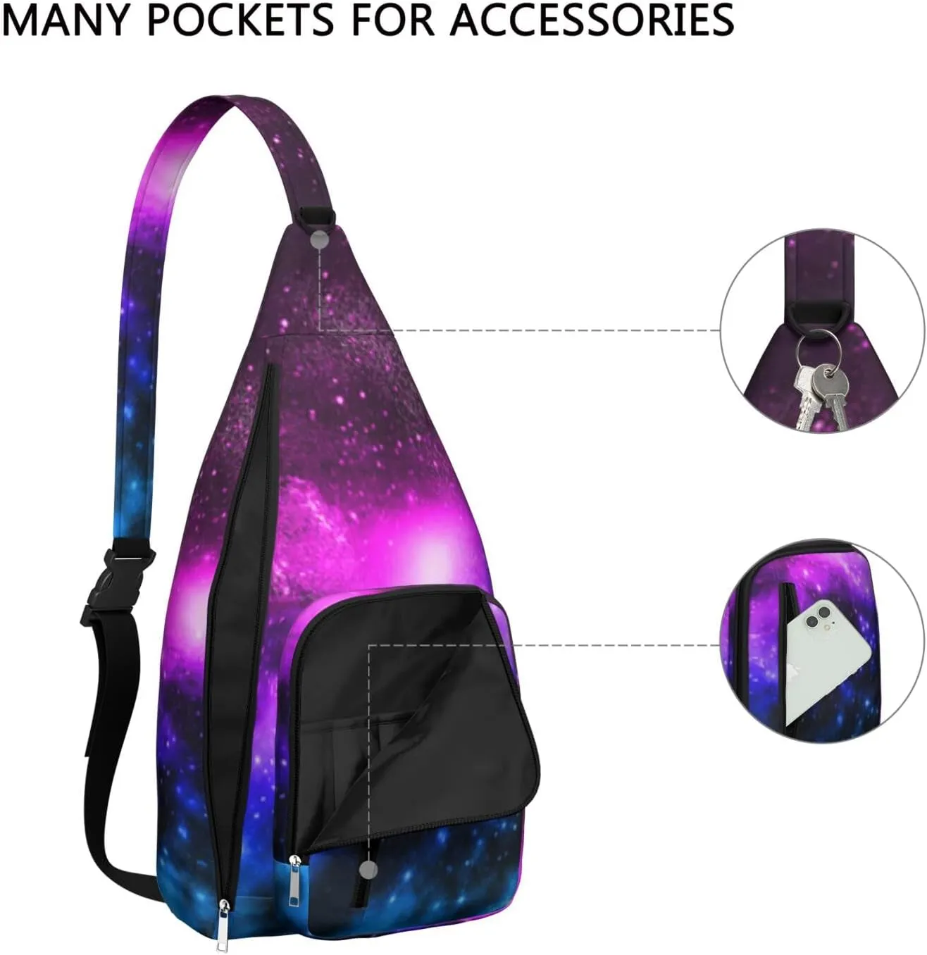 Nebula Galaxy Space Art Crossbody Bag Daypack for Women Men Lightweight Waterproof Sling Bag Backpack Hiking Cycling