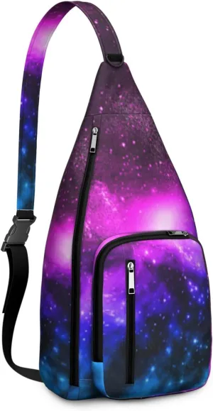Nebula Galaxy Space Art Crossbody Bag Daypack for Women Men Lightweight Waterproof Sling Bag Backpack Hiking Cycling