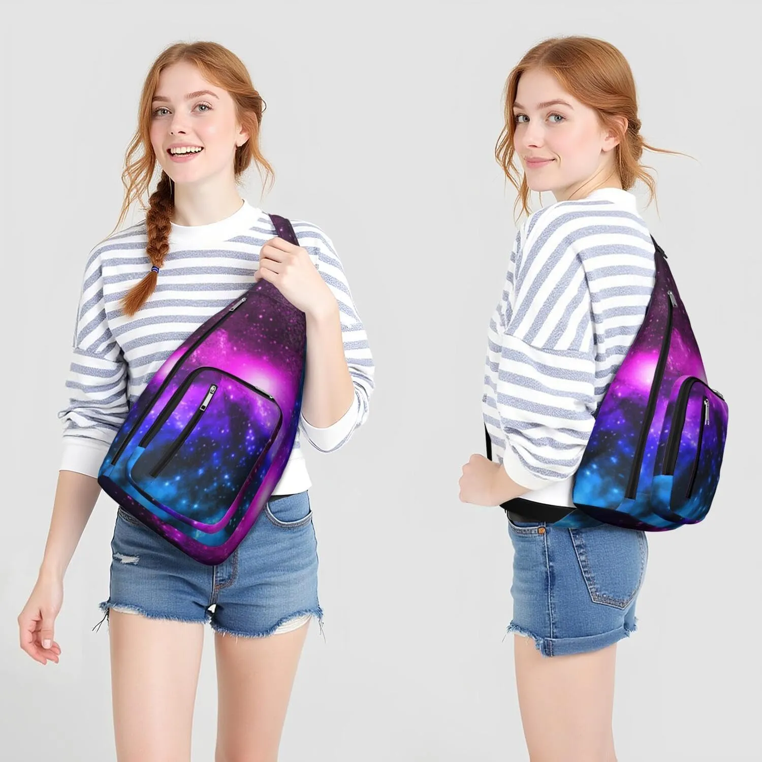 Nebula Galaxy Space Art Crossbody Bag Daypack for Women Men Lightweight Waterproof Sling Bag Backpack Hiking Cycling