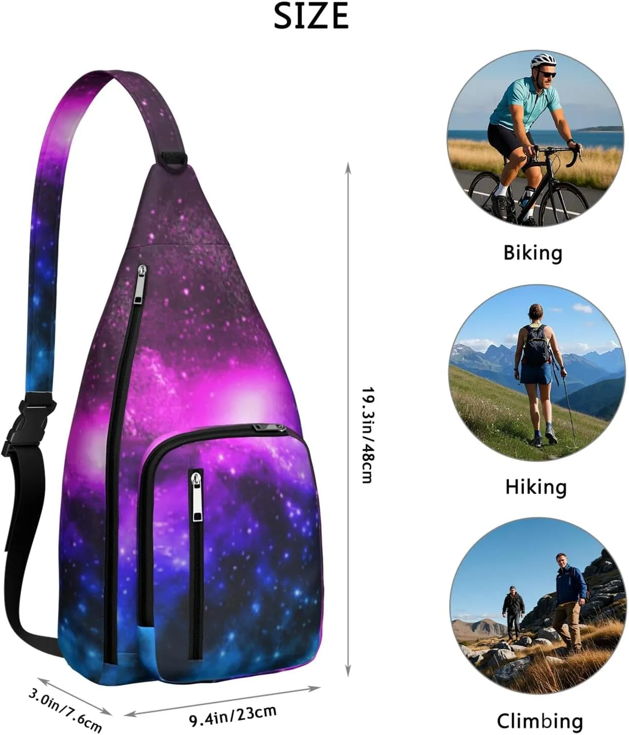 Nebula Galaxy Space Art Crossbody Bag Daypack for Women Men Lightweight Waterproof Sling Bag Backpack Hiking Cycling