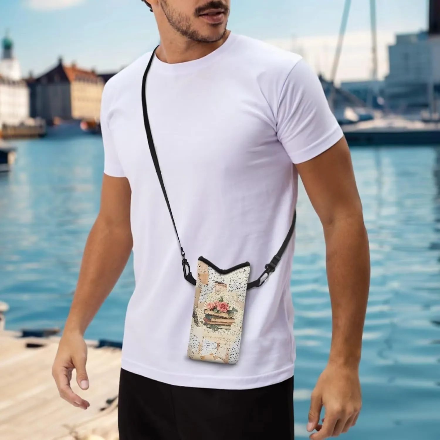 Neoprene Small Crossbody Bag with Adjustable Strap Water-Resistant Portable Cellphone Pouch for Travel, Outings