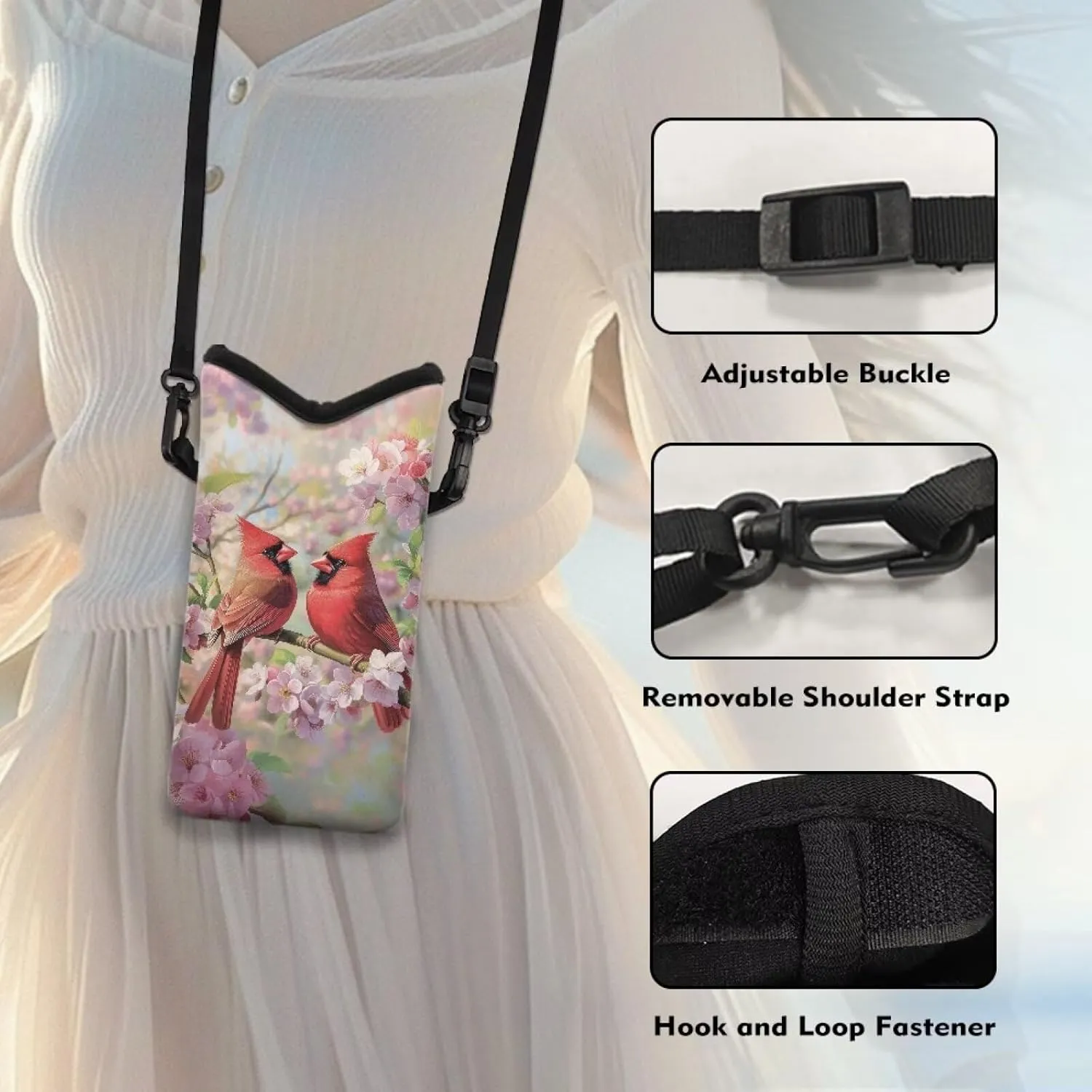 Neoprene Small Crossbody Bag with Adjustable Strap Water-Resistant Portable Cellphone Pouch for Travel, Outings