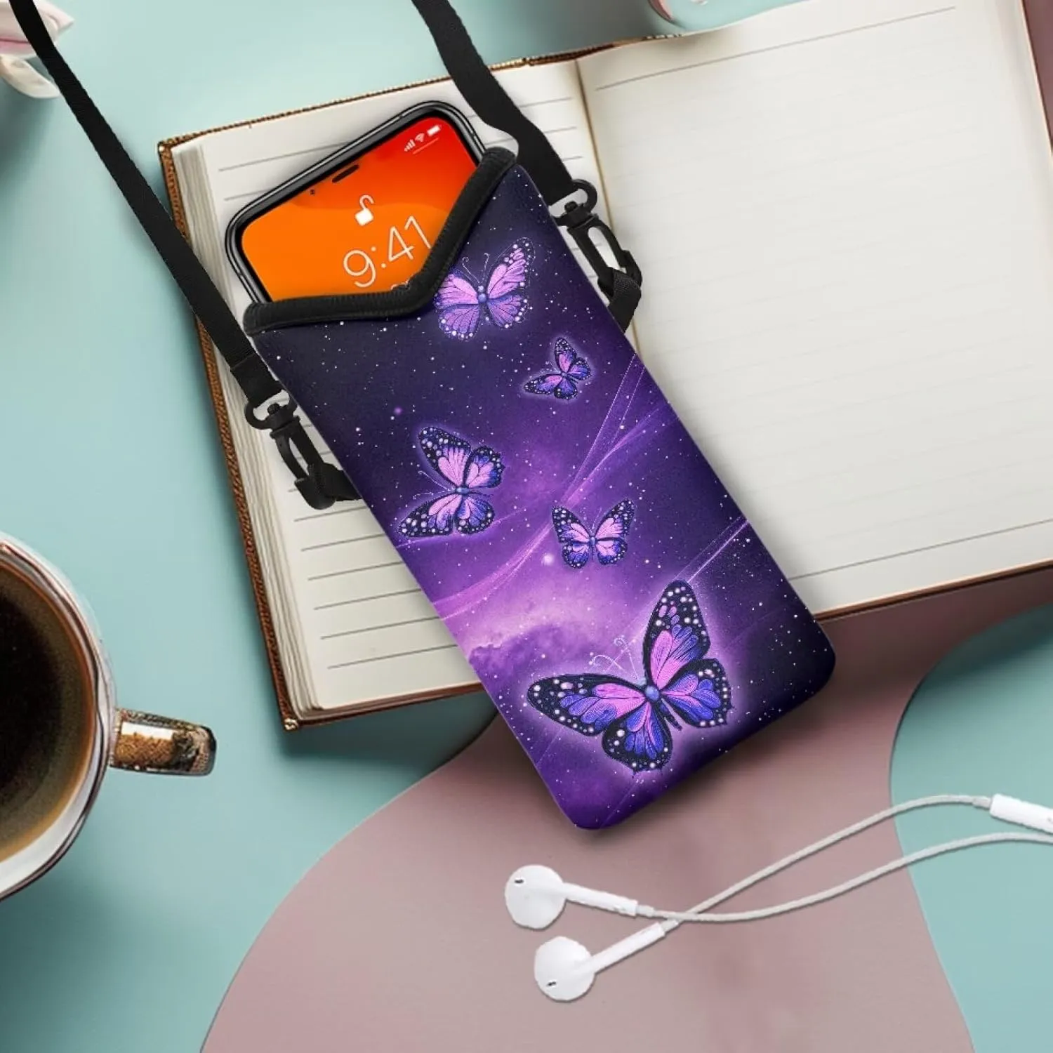 Neoprene Small Crossbody Bag with Adjustable Strap Water-Resistant Portable Cellphone Pouch for Travel, Outings