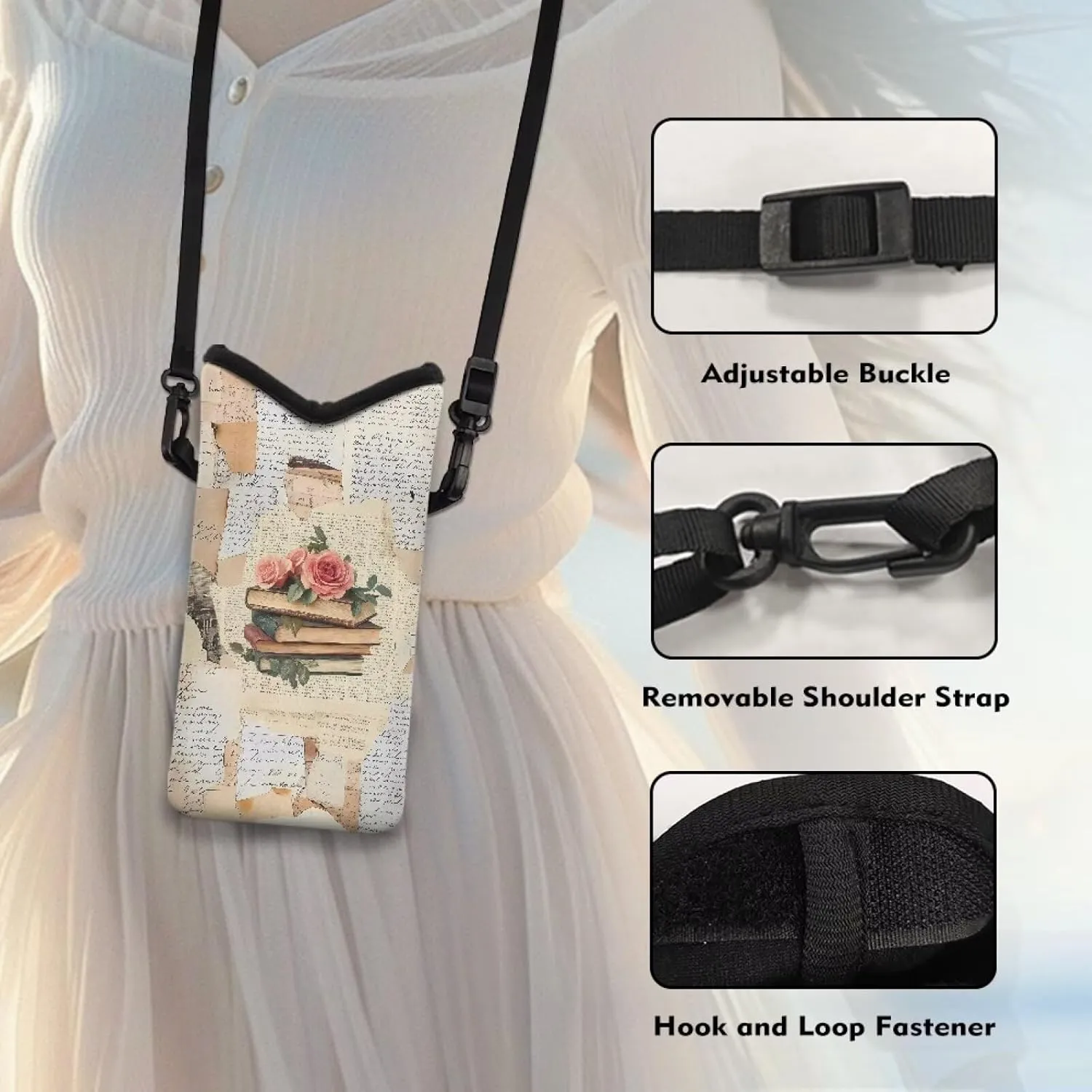 Neoprene Small Crossbody Bag with Adjustable Strap Water-Resistant Portable Cellphone Pouch for Travel, Outings