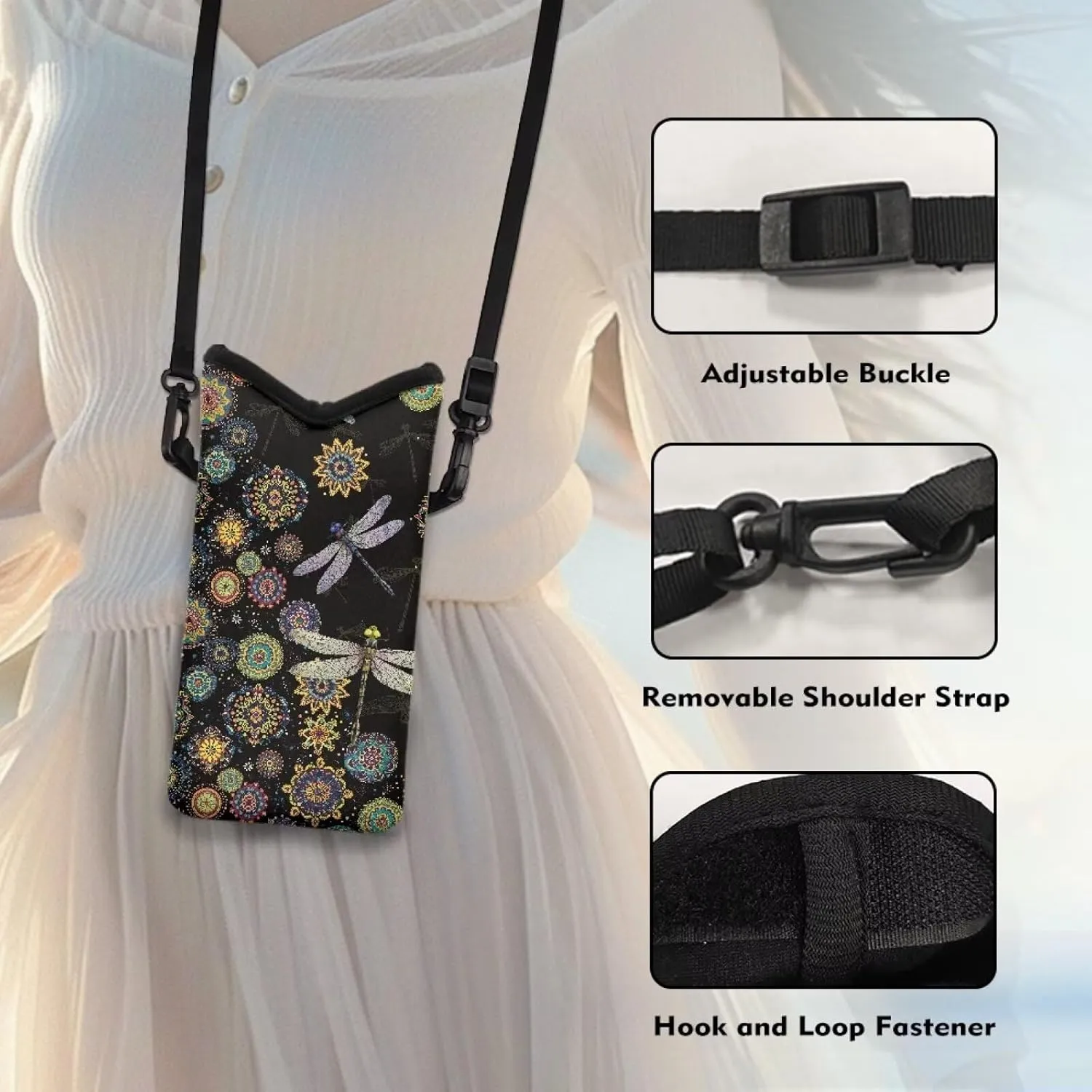 Neoprene Small Crossbody Bag with Adjustable Strap Water-Resistant Portable Cellphone Pouch for Travel, Outings