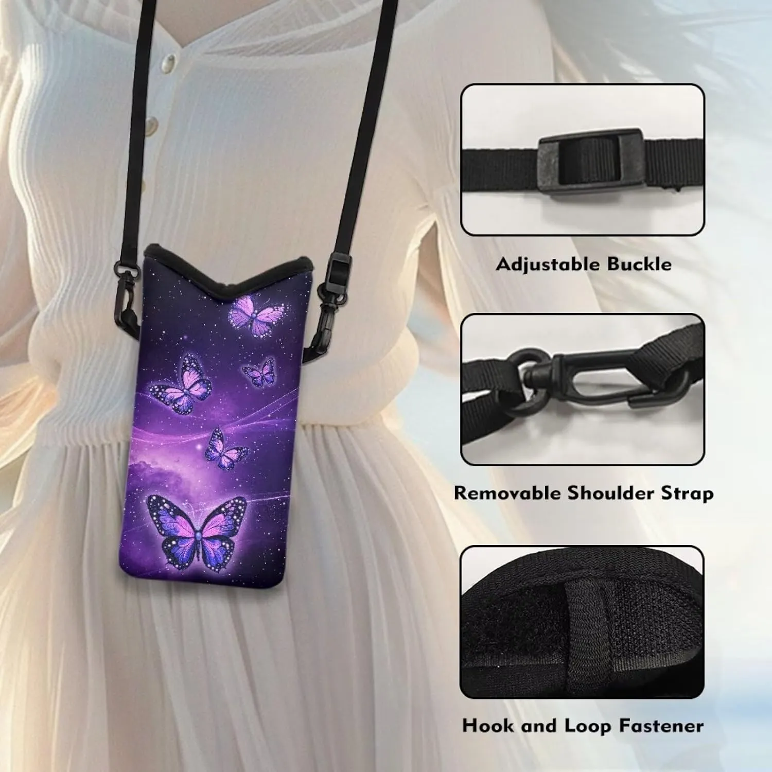 Neoprene Small Crossbody Bag with Adjustable Strap Water-Resistant Portable Cellphone Pouch for Travel, Outings