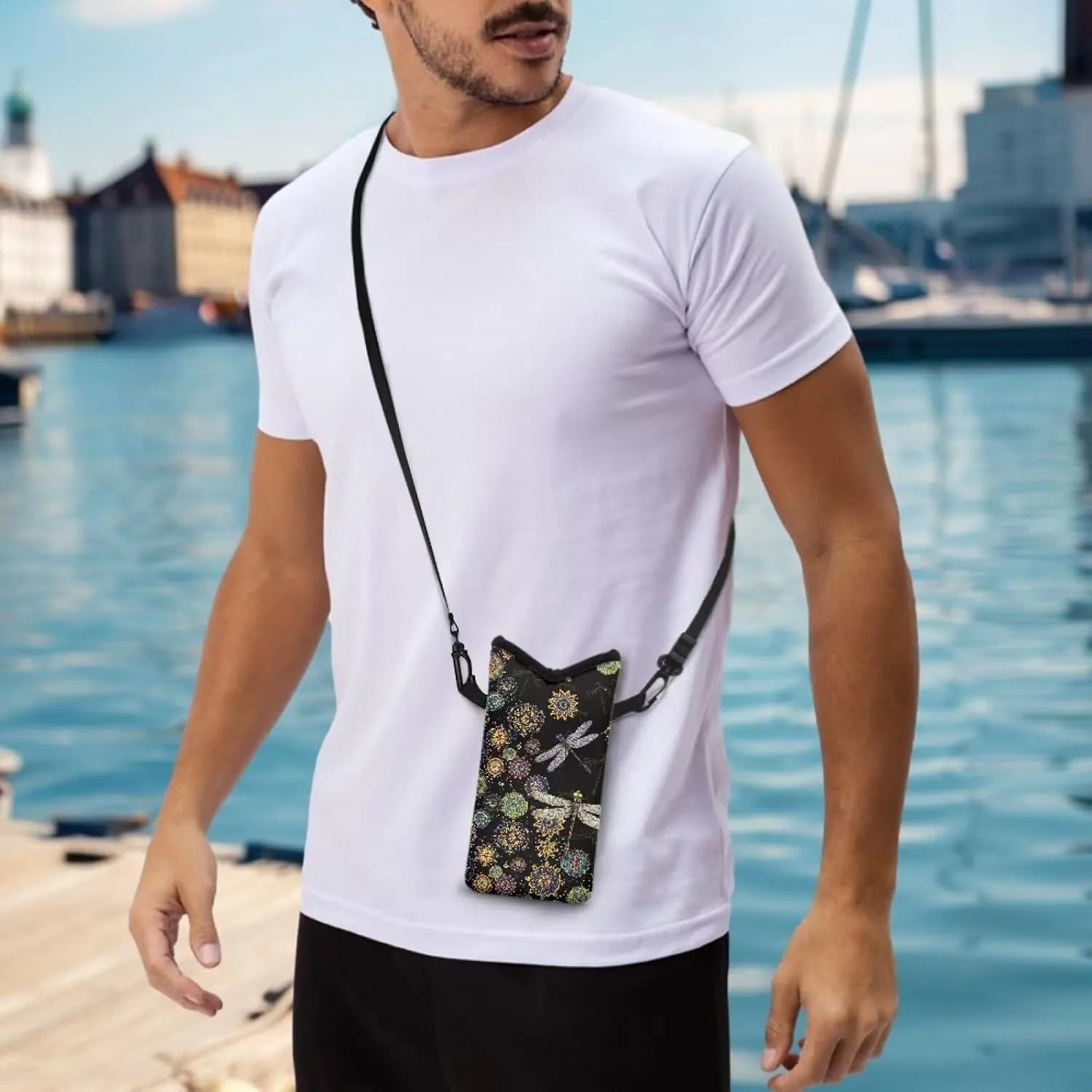 Neoprene Small Crossbody Bag with Adjustable Strap Water-Resistant Portable Cellphone Pouch for Travel, Outings