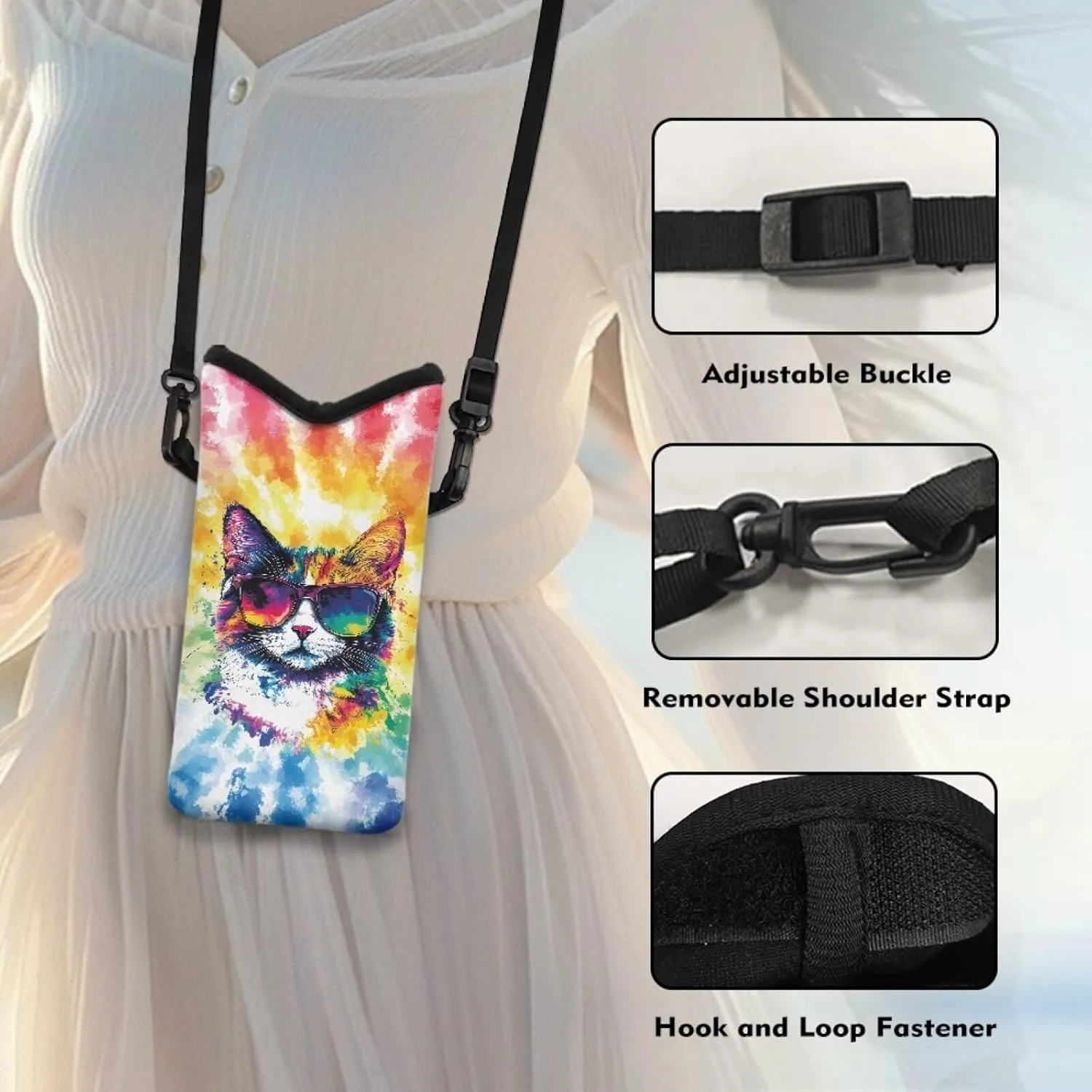 Neoprene Small Crossbody Bag with Adjustable Strap Water-Resistant Portable Cellphone Pouch for Travel, Outings