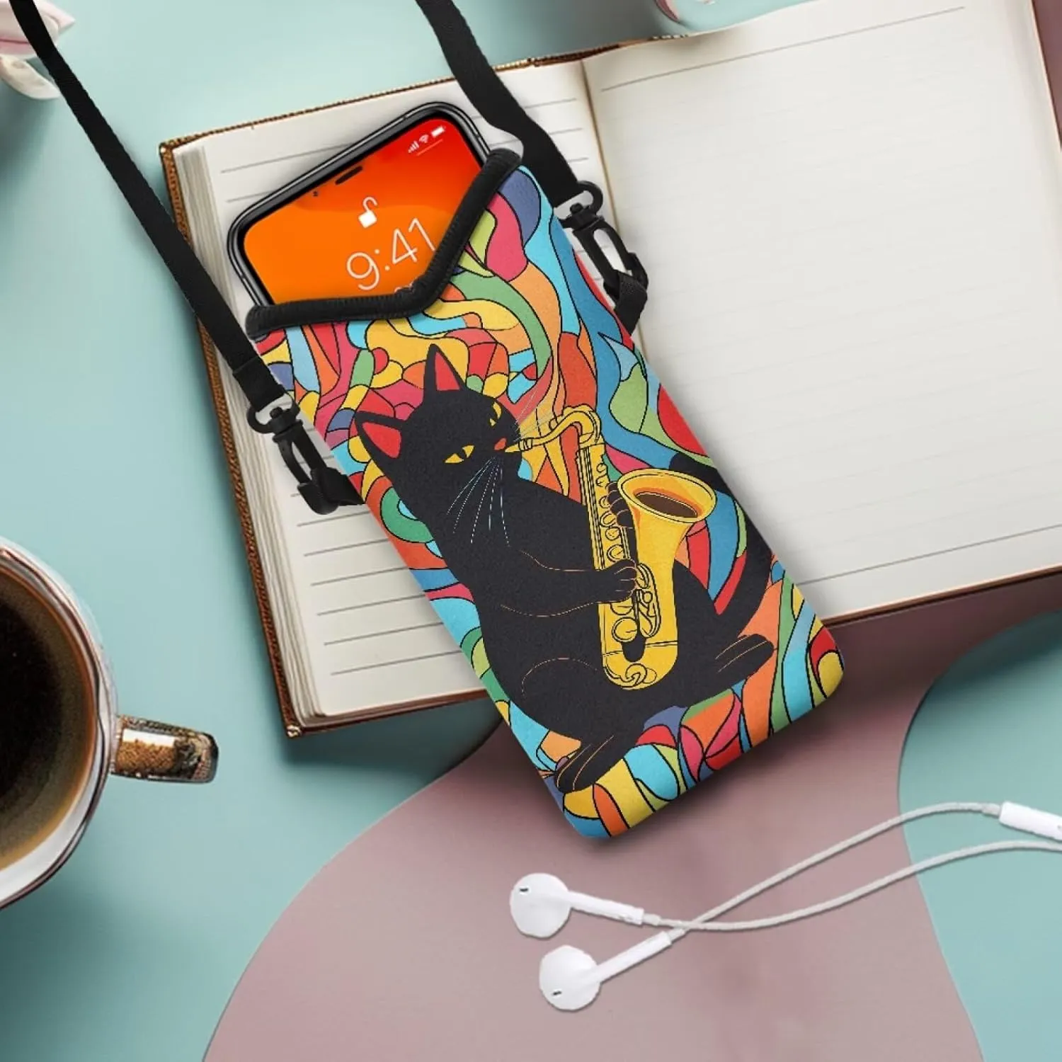 Neoprene Small Crossbody Bag with Adjustable Strap Water-Resistant Portable Cellphone Pouch for Travel, Outings