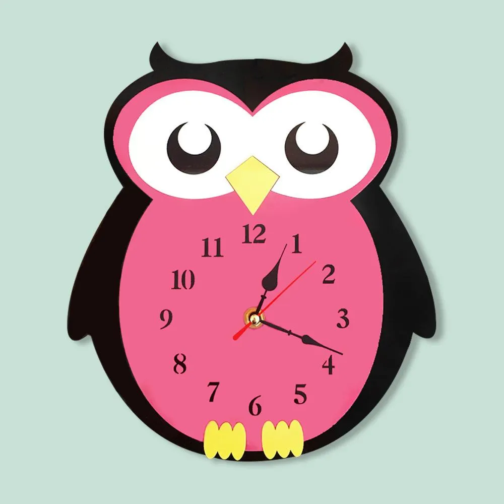 New Arrival Creative Balloon Owl Wall Clock Cartoon Acrylic Mute Children Bedroom Wall Clock Home Decor Christmas Gifts
