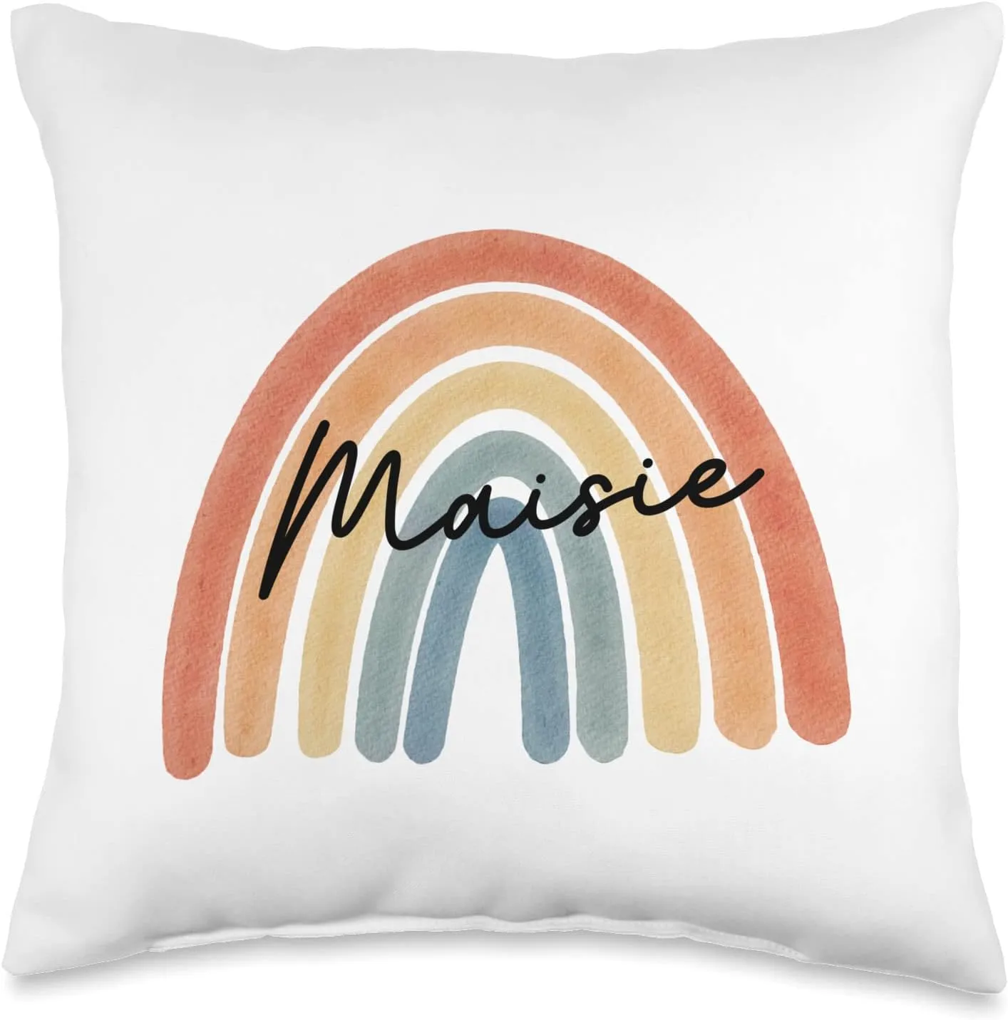 New Born Baby Maisie Personalized Gift Rainbow Nursery Throw Pillow