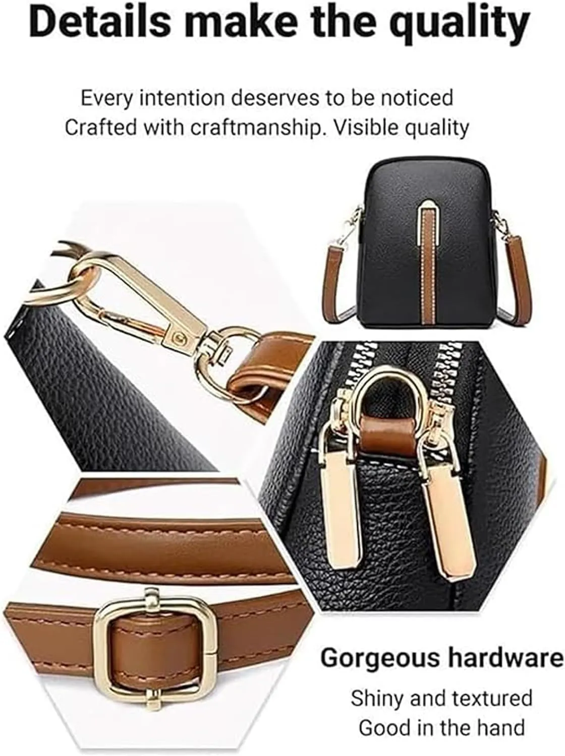 New Lychee Grain Leather Phone Bag, Women Small Cross Body Bag, Fashion Travel Wallet for Women