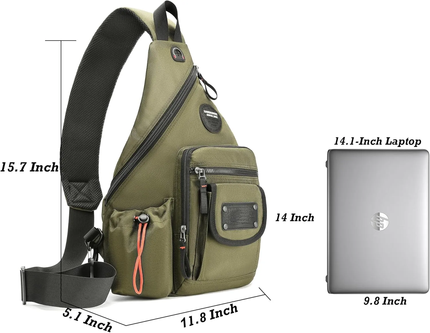 NICGID Sling Bag Backpack, 13.3'' 14.1'' Laptop Bag Crossbody Shoulder Chest Backpacks Travel Outdoors for Men Women