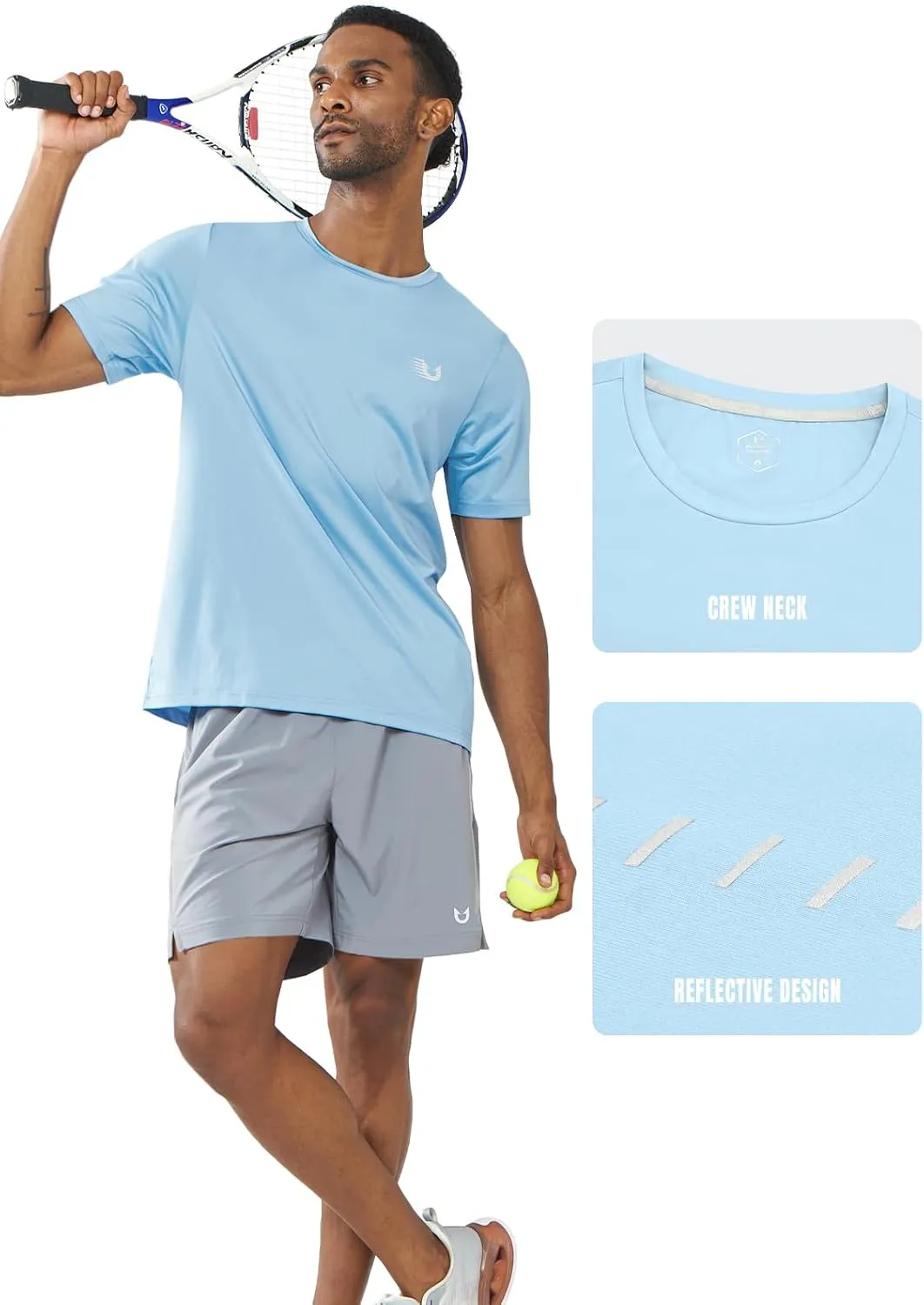 NORTHYAD Men's Athletic Shirts Workout Running Short Sleeve T-Shirt Quick Dry Lightweight Gym Tee Tops