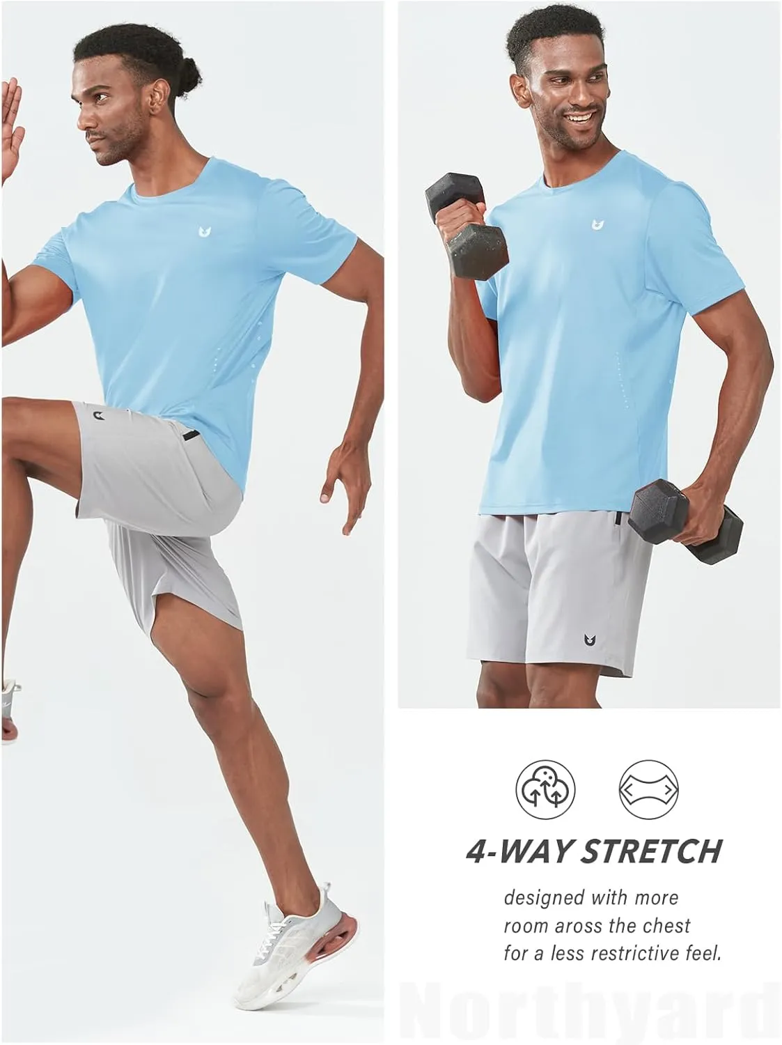 NORTHYARD Men's Athletic Gym T-Shirts,Workout Running Breathable Short-Sleeve Sports Performance Shirts Top Tee
