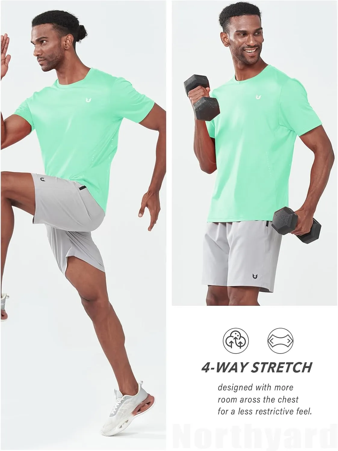 NORTHYARD Men's Athletic Gym T-Shirts,Workout Running Breathable Short-Sleeve Sports Performance Shirts Top Tee