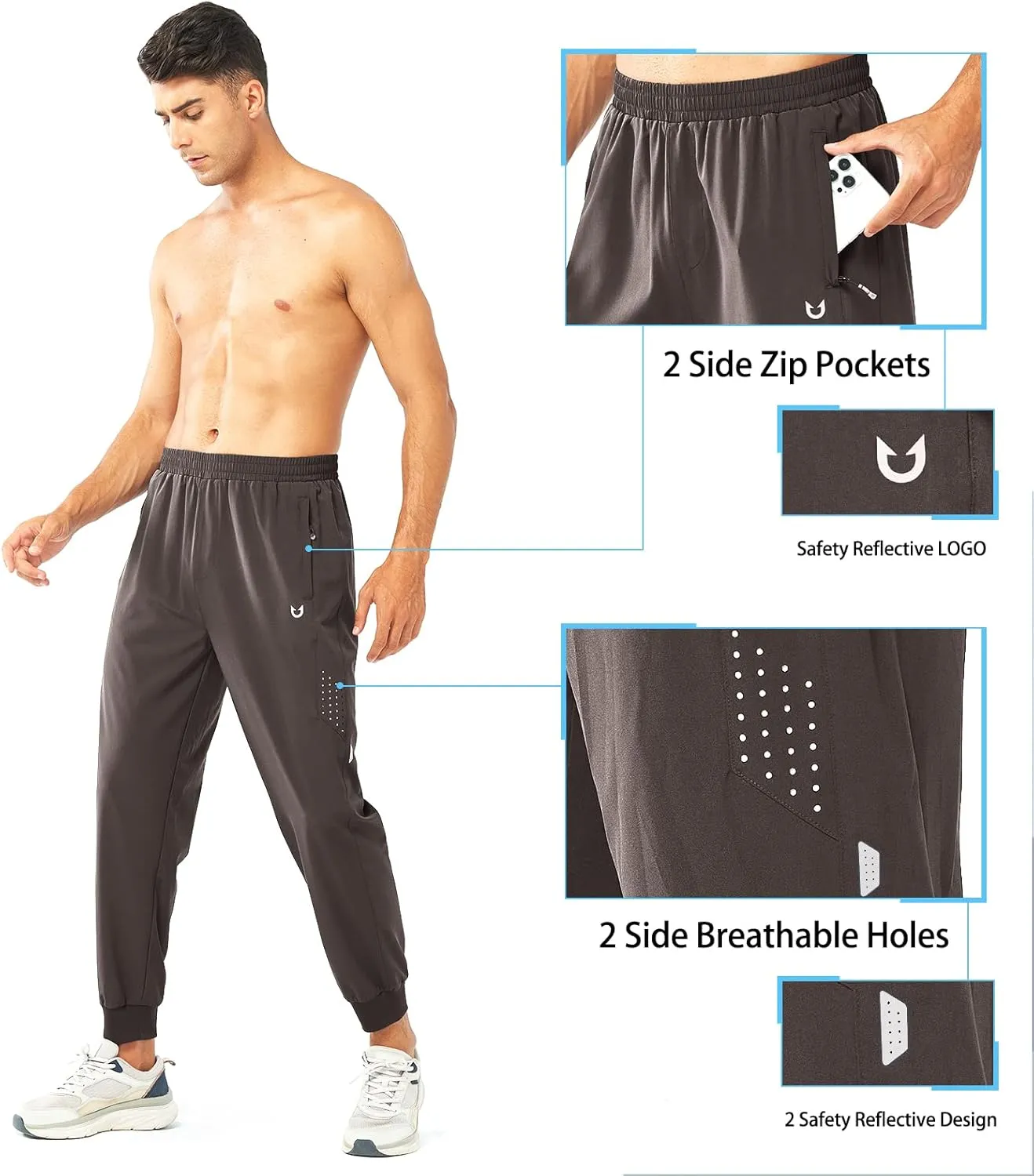 NORTHYARD Men's Athletic Running Pants Lightweight Workout Joggers Quick Dry Gym Sweatpants Active Sports Track Training