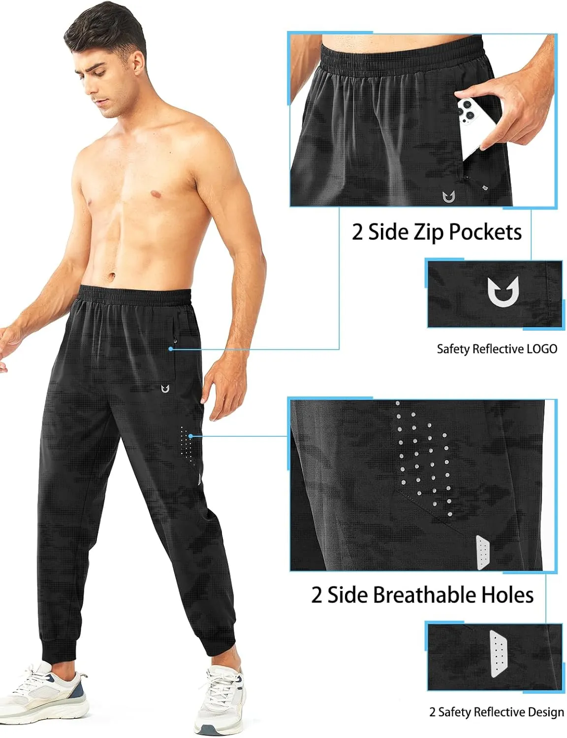 NORTHYARD Men's Athletic Running Pants Lightweight Workout Joggers Quick Dry Gym Sweatpants Active Sports Track Training