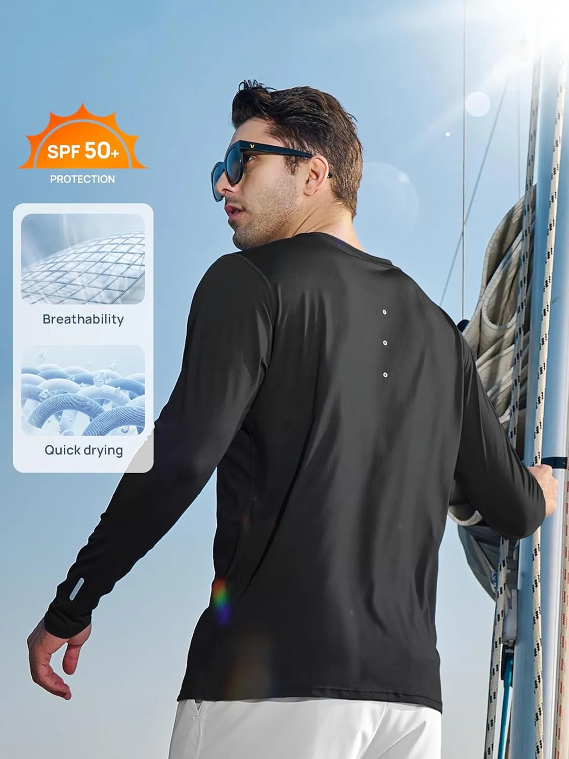 NORTHYARD Men's Sun Protection Shirts Long Sleeve Swim Fishing UPF 50  Shirt UV Hiking Lightweight Rash Guard Athletic
