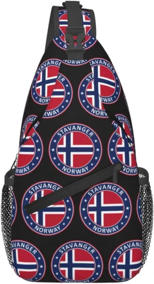 Norway Norwegian Flag Crossbody Bags Sling Backpack Cross Chest Bag Sports Shoulder Bag Gym Fanny Pack Adjustable Cycling Daypack Diagonally Rucksack for Running
