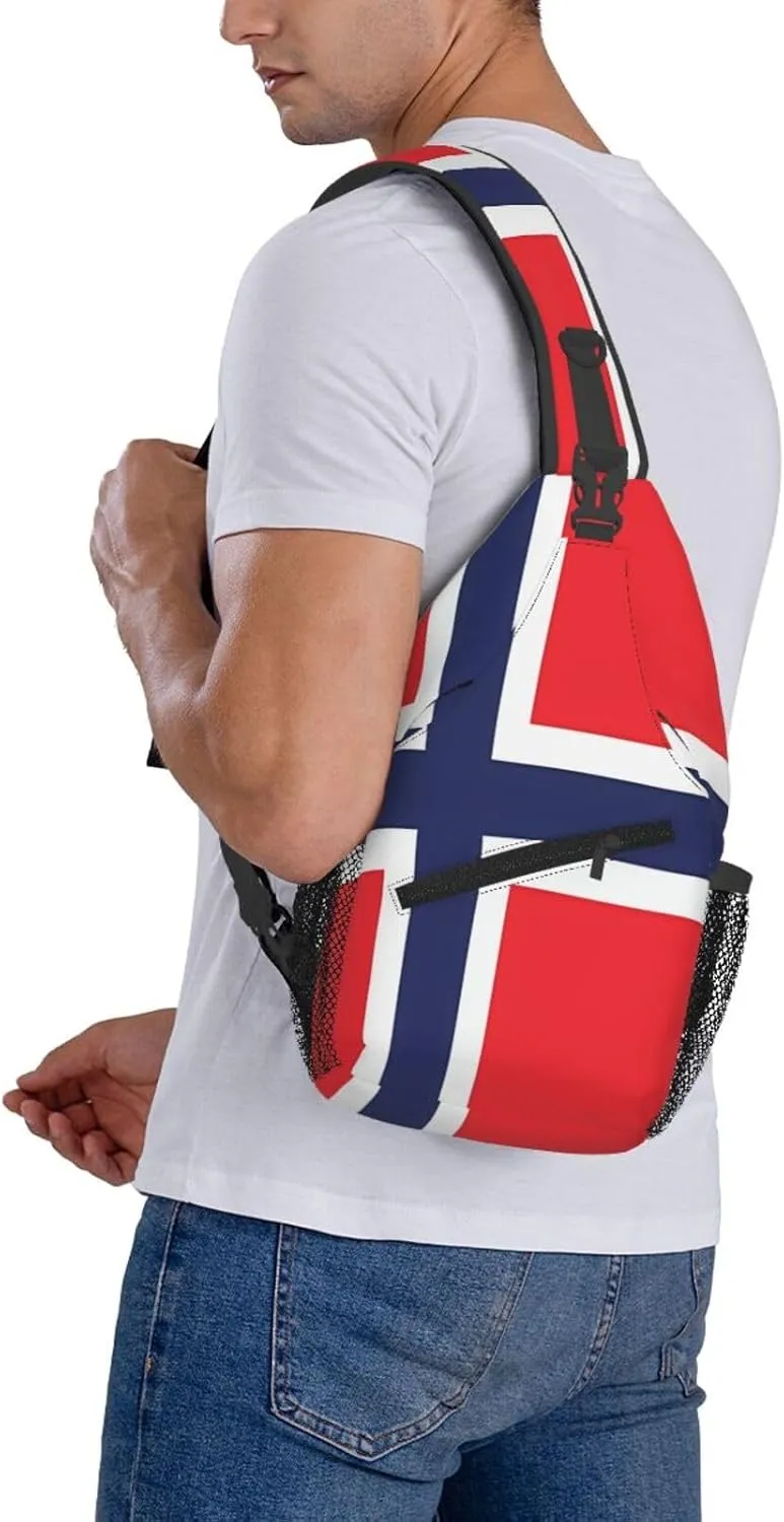 Norway Norwegian Flag Crossbody Bags Sling Backpack Cross Chest Bag Sports Shoulder Bag Gym Fanny Pack Adjustable Cycling Daypack Diagonally Rucksack for Running