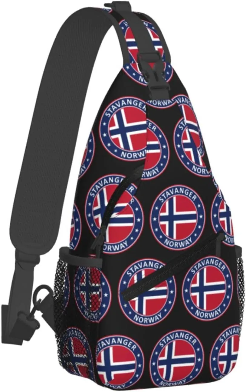 Norway Norwegian Flag Crossbody Bags Sling Backpack Cross Chest Bag Sports Shoulder Bag Gym Fanny Pack Adjustable Cycling Daypack Diagonally Rucksack for Running
