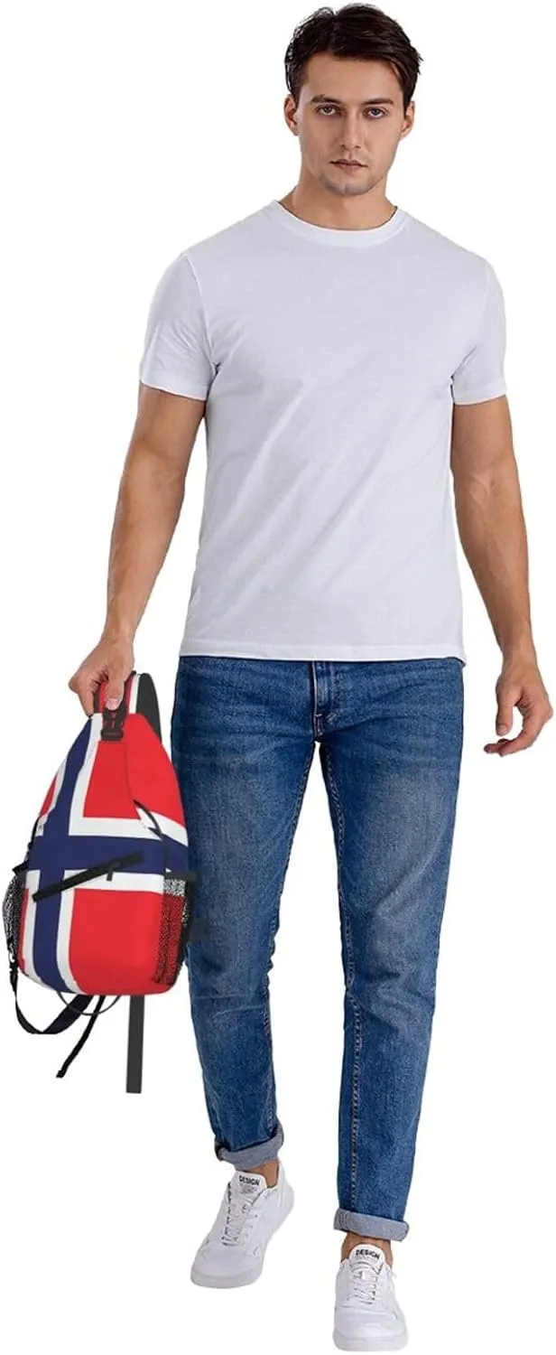 Norway Norwegian Flag Crossbody Bags Sling Backpack Cross Chest Bag Sports Shoulder Bag Gym Fanny Pack Adjustable Cycling Daypack Diagonally Rucksack for Running