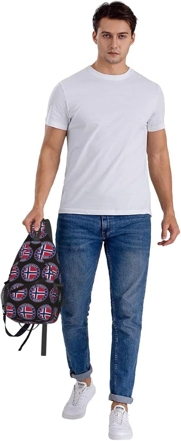 Norway Norwegian Flag Crossbody Bags Sling Backpack Cross Chest Bag Sports Shoulder Bag Gym Fanny Pack Adjustable Cycling Daypack Diagonally Rucksack for Running
