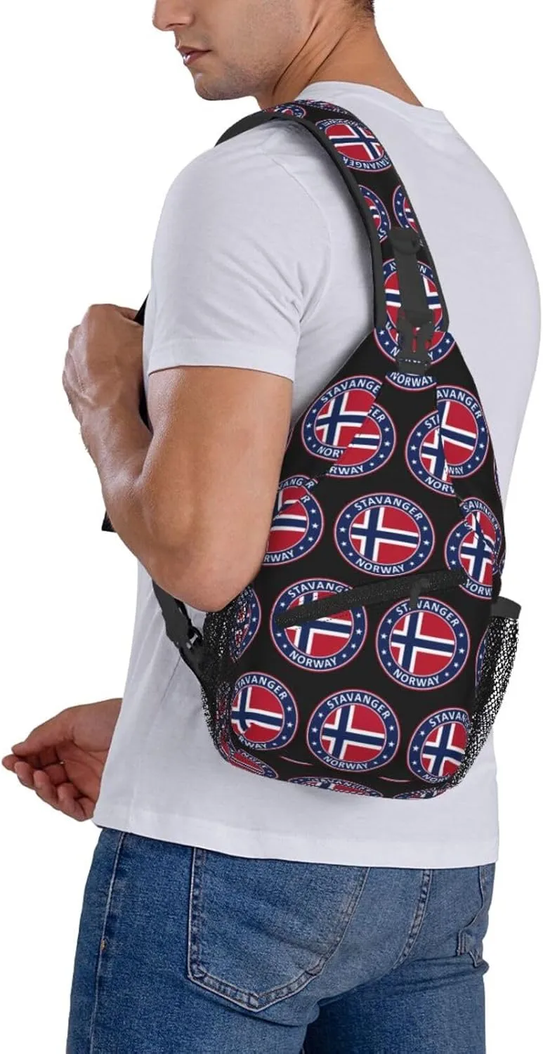 Norway Norwegian Flag Crossbody Bags Sling Backpack Cross Chest Bag Sports Shoulder Bag Gym Fanny Pack Adjustable Cycling Daypack Diagonally Rucksack for Running