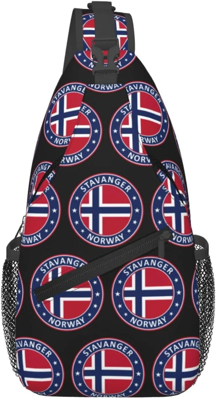 Norway Norwegian Flag Crossbody Bags Sling Backpack Cross Chest Bag Sports Shoulder Bag Gym Fanny Pack Adjustable Cycling Daypack Diagonally Rucksack for Running