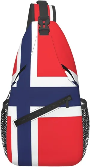 Norway Norwegian Flag Crossbody Bags Sling Backpack Cross Chest Bag Sports Shoulder Bag Gym Fanny Pack Adjustable Cycling Daypack Diagonally Rucksack for Running