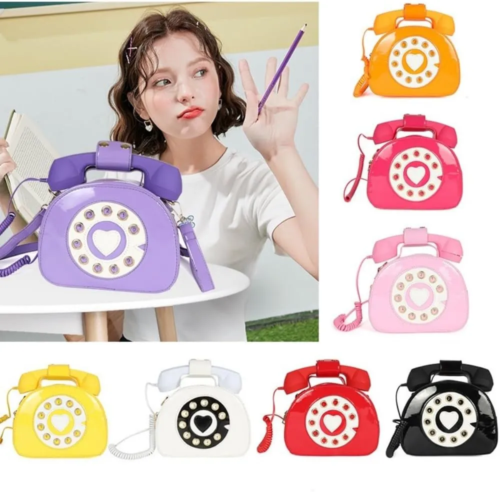 Novelty Call-shape Single Shoulder Bag Funny Crossbody Bag PU Leather Handbag and Purse
