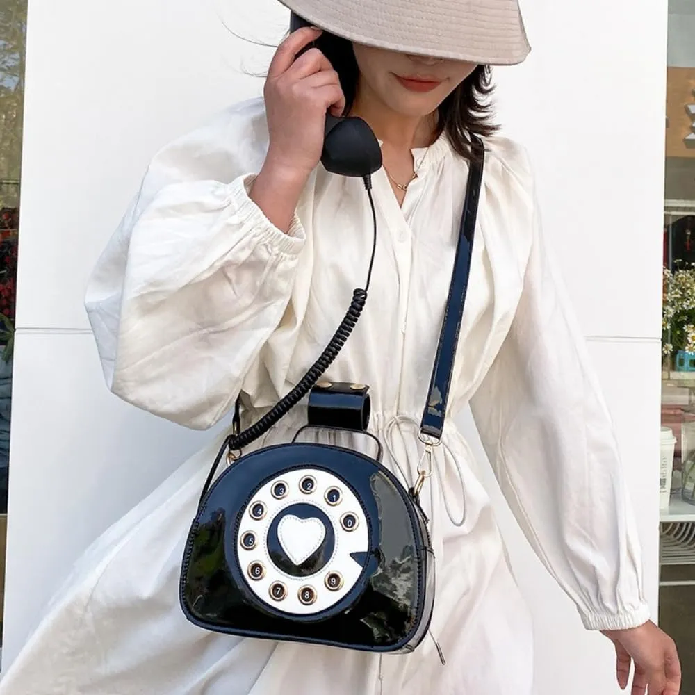 Novelty Call-shape Single Shoulder Bag Funny Crossbody Bag PU Leather Handbag and Purse
