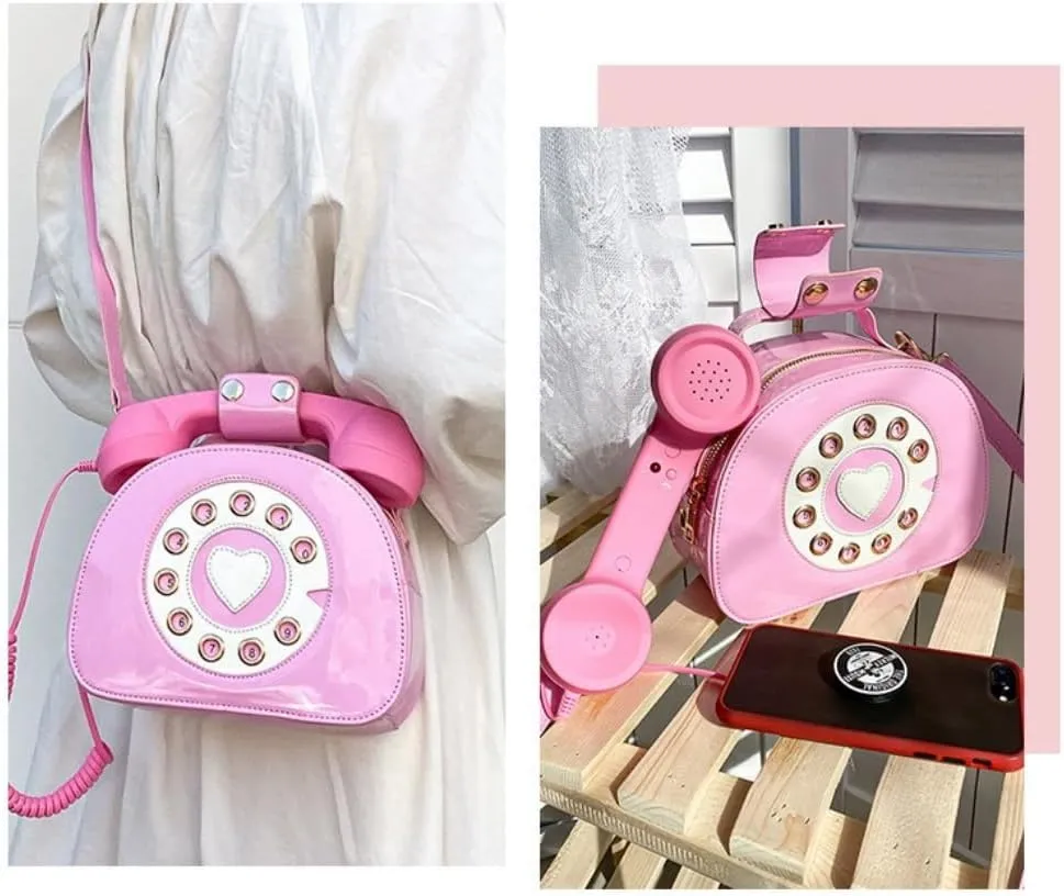 Novelty Call-shape Single Shoulder Bag Funny Crossbody Bag PU Leather Handbag and Purse