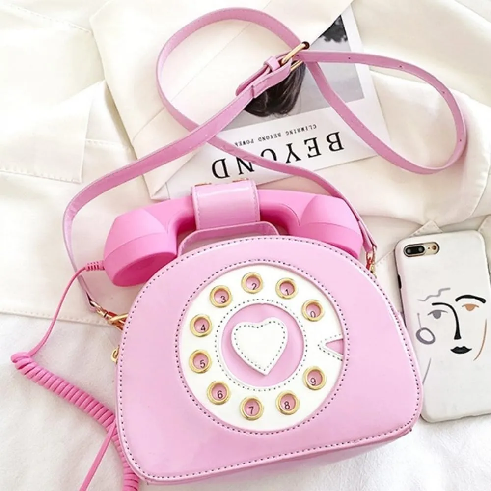 Novelty Call-shape Single Shoulder Bag Funny Crossbody Bag PU Leather Handbag and Purse